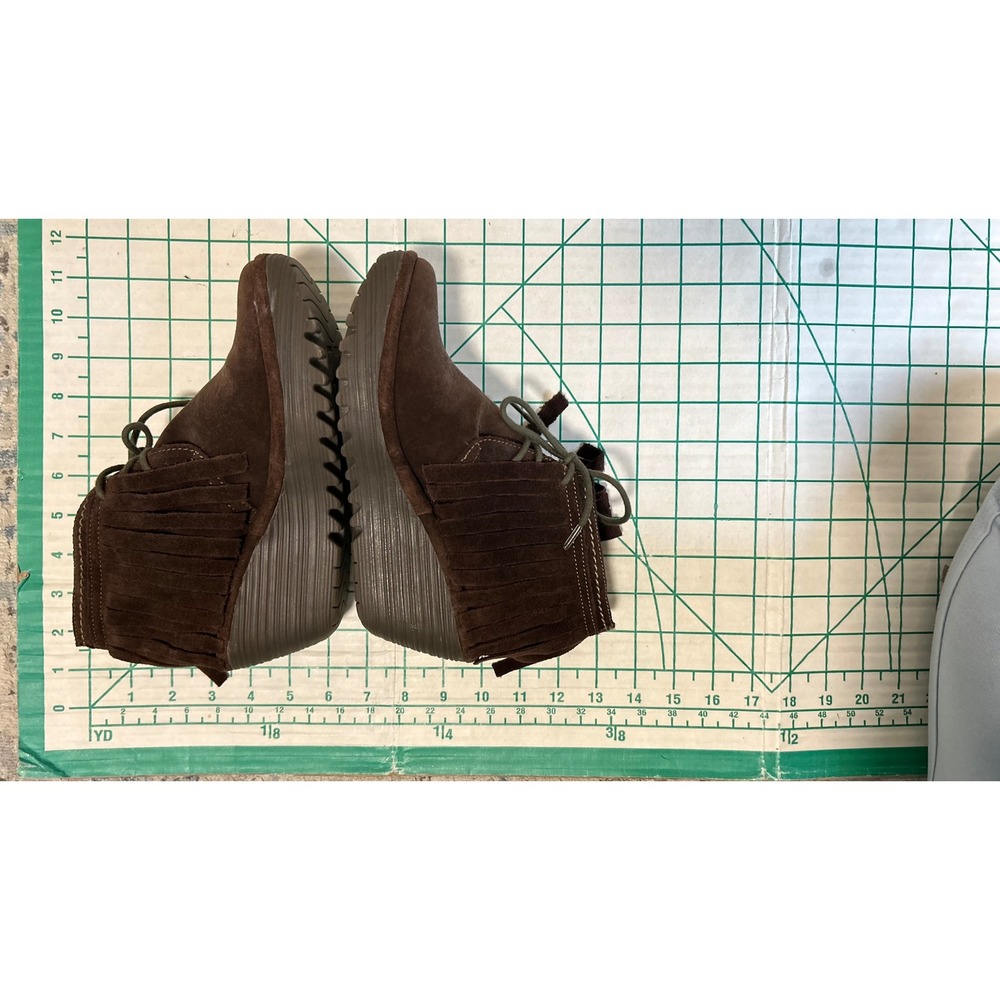 Fly London Brown Suede Fringe Wedge Lace Up Ankle Boots P500774001 Size 38 - Picture 9 of 9